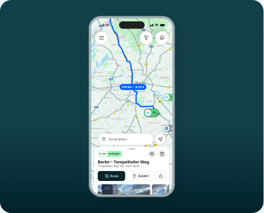 App screen showing a planned route with stops
